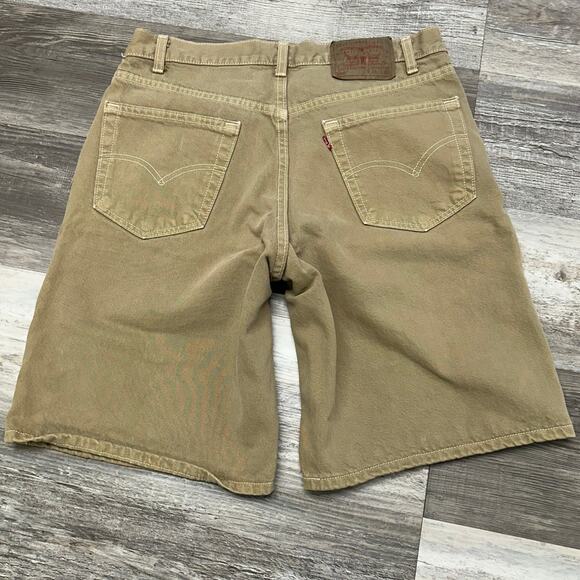 Vintage Y2K Levis 505 Tan Mens 32 Relaxed Fit Jorts Denim Shorts Red Tab USA - Picture 2 of 10